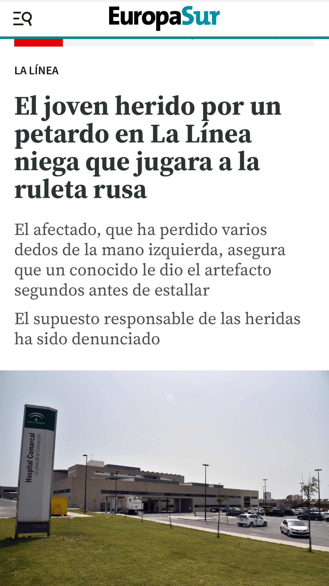 Joven Herido petardo La Línea Defensa Niebla Abogados